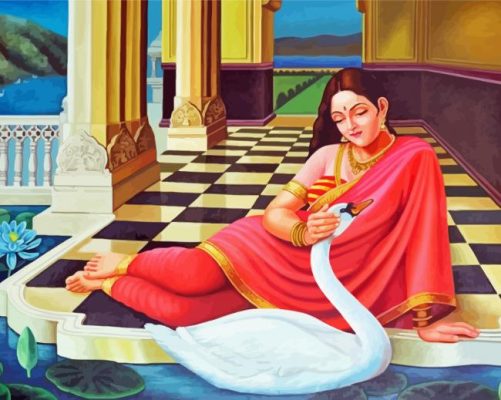 Woman Holding Duck paint by numbers