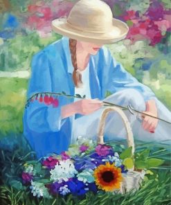 Woman Picking Flowers paint by numbers