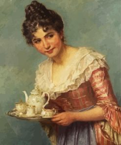 Vintage Woman Drinking Tea paint by numbers