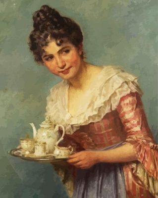 Vintage Woman Drinking Tea paint by numbers