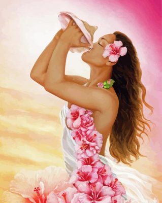 Hula Floral Girl paint by numbers