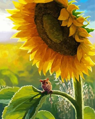 Sunflower With Mouse paint by numbers