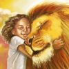 Girl Hugging Lion paint by numbers