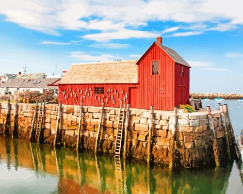 Rockport Massachusetts Harbour  paint by numbers