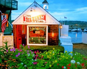 Rockport Massachusetts Ice Cream Store paint by numbers