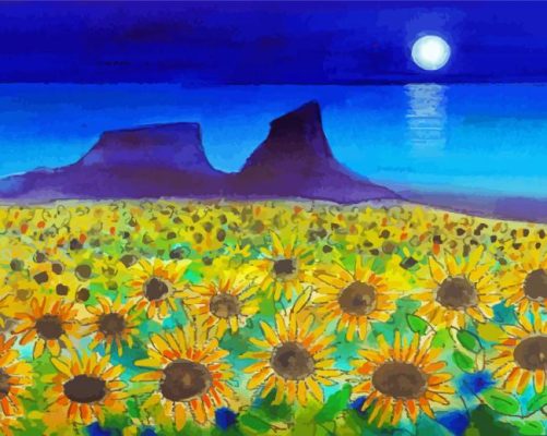 Sunflowers Landscape paint by numbers