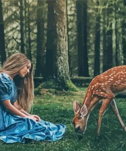 Aesthetic Girl And Deer paint by numbers