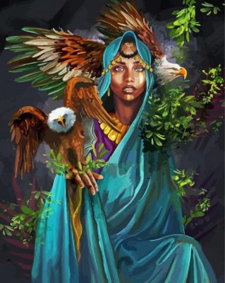 African Lady And Eagles  paint by numbers