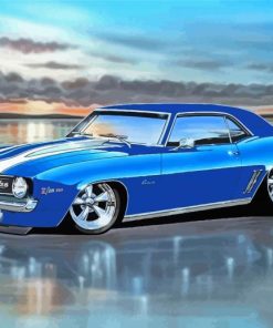 Blue 69 Camaro paint by numbers