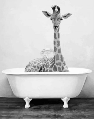 Giraffe Bathing paint by numbers