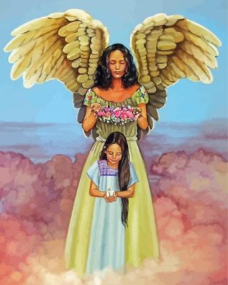 Guardian Black Angel And Daughter paint by numbers 