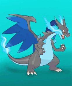 Mega Charizard X Pokemon paint by numbers