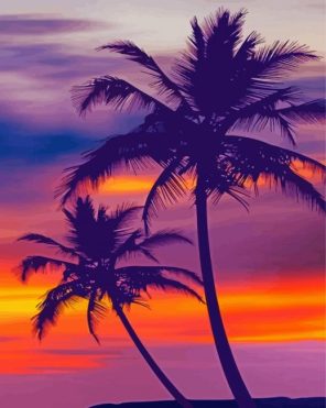 Sunset Palm Trees paint by numbers