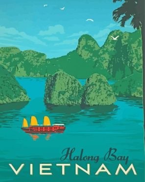 Aesthetic Halong Bay Illustration paint by numbers
