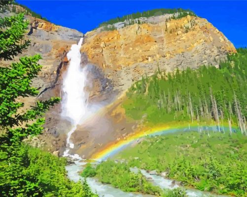 Aesthetic Takakkaw Falls paint by numbers
