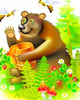 Brown Bear And Bumblebees paint by numbers