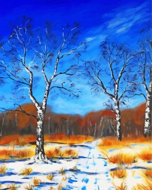Birches In Winter paint by numbers
