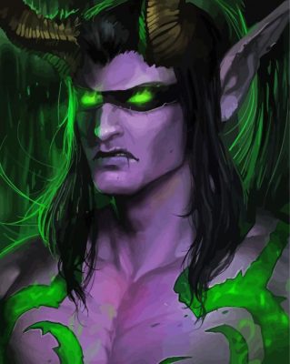 Illidan Stormrage Face Character Art paint by numbers