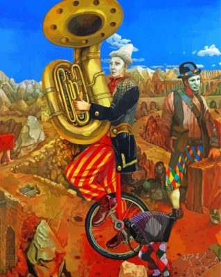 Man Playing Tuba paint by numbers 
