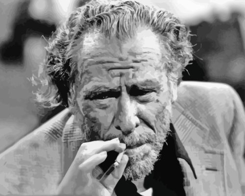 Monochrome Charles Bukowski paint by numbers