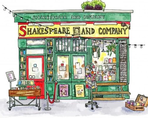 Shakespeare and Company Bookstore parris paint by numbers