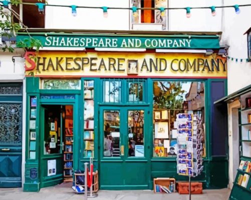 Shakespeare and Company Books paint by numbers