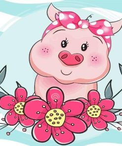 Adorable Floral Pig paint by numbers
