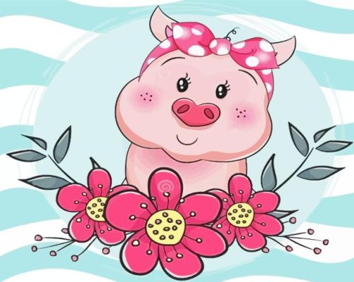 Adorable Floral Pig paint by numbers