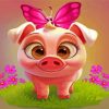 Cute Pig And Butterfly paint by numbers