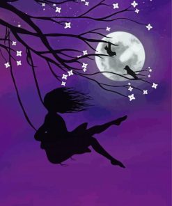 Lonely Girl Swinging paint by numbers
