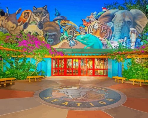 Aesthetic Disney Animal Kingdom Theme Park paint by numbers
