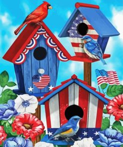 Patriotic Birdhouses Paint By Numbers