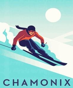 Vintage Chamonix Skiing paint by numbers