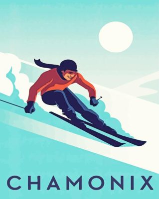 Vintage Chamonix Skiing paint by numbers