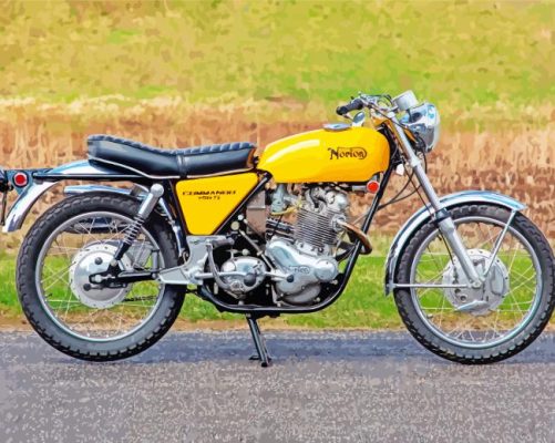 Yellow Norton 750 Commando paint by numbers