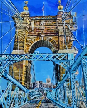 Roebling Bridge Cincinnati Paint By Numbers