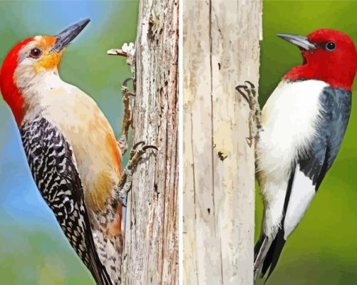 Red Headed Woodpeckers Paint By Numbers 