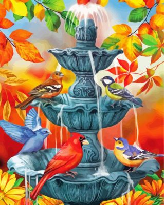 Bath Time Birds painting by numbers