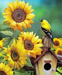 Goldfinch And Sunflowers Paint By Numbers