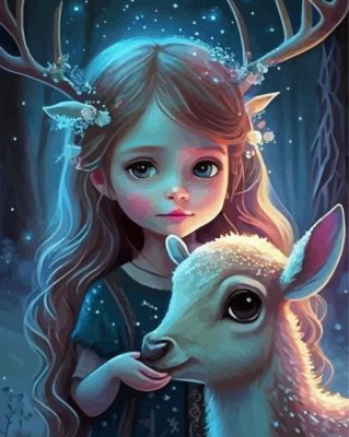 Girl And Deer Paint By Numbers