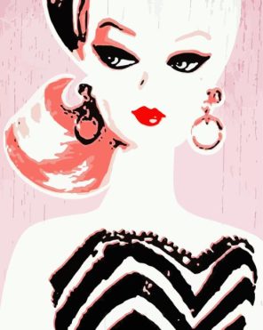 Retro Pink Barbie Paint By Numbers - Numeral Paint Kit