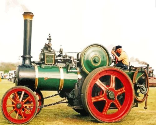 Vintage Traction Engine Paint By Numbers 