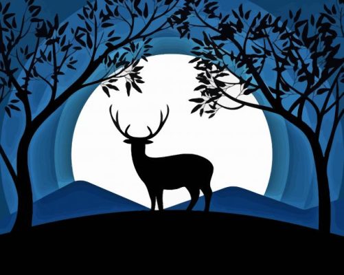 Moonlight Deer Silhouette Paint By Numbers 