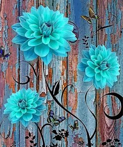 Blue Dahlia Flowers Paint By Numbers