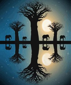 Boab Trees And Elephants Paint By Numbers