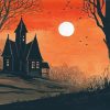 Haunted Cabin Silhouette Paint By Numbers