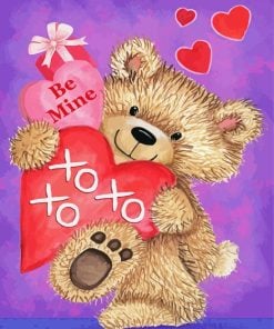Be Mine Teddy Bear Paint By Numbers