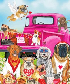Valentine Dogs Paint By Numbers