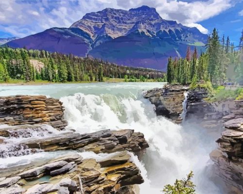 Athabasca Waterfall Jasper Paint By Numbers 