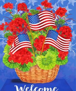 Patriotic Flower Basket Paint By Numbers